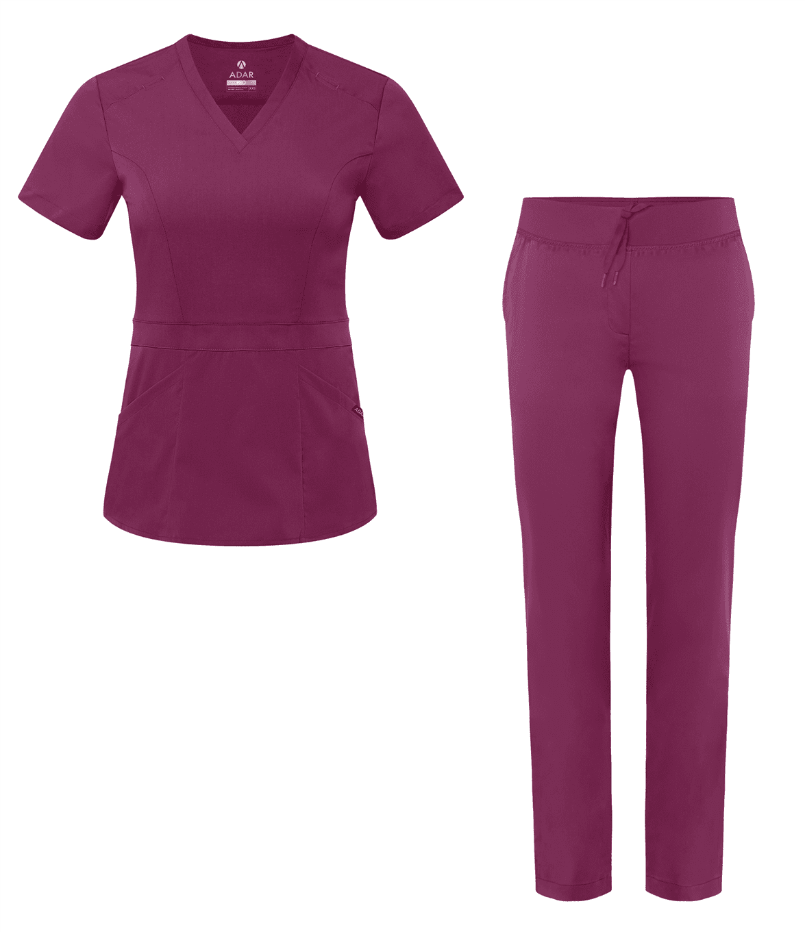 Adar Pro Flawless Classic Scrub Set For Women Tailored Peplum Scrub