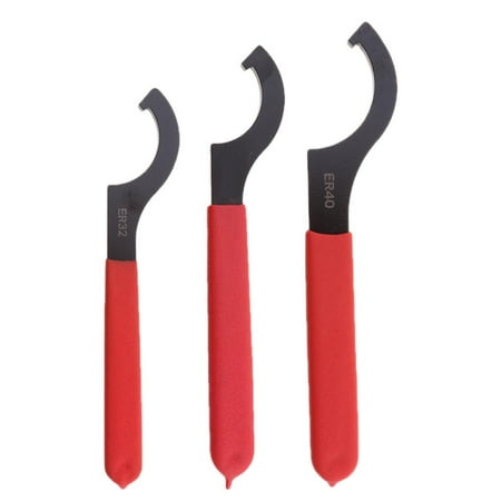 

3 Pieces Non- Slip Spanner Wrench For ER Chuck Nut & ER32 & ER40 Type Model Hook Wearproof and Durable