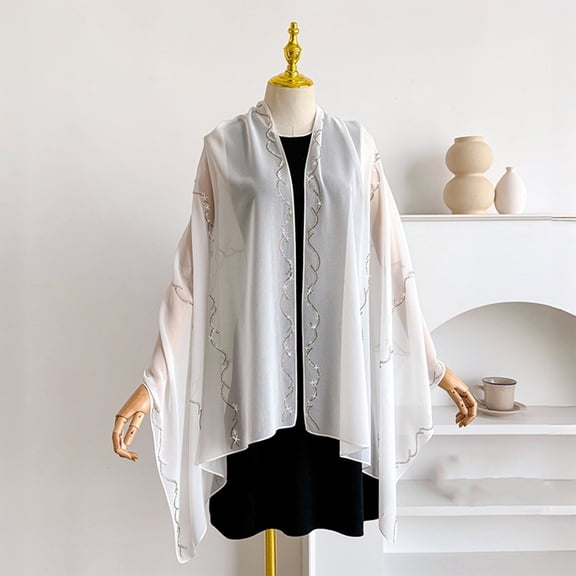 Lumtrix Women Chiffon Shawls and Wraps for Evening Dress Elegant Soft Sheer Scarf Wedding Bridal Scarf Formal Dress Cover UP White One Size