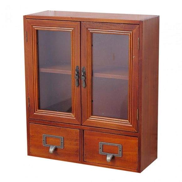 Gabinete de almacenamiento, gabinete organizador de escritorio armario estante de exhibición de madera para cocina