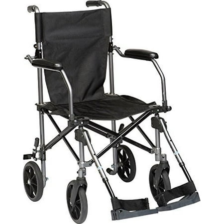 Light Weight Folding Wheelchair HEALTHLINE Super Light Wheelchair, Ultra Lightweight Folding Transport Wheelchair with Brakes, Elevating Leg Rest and Carry Travel Bag and and Extra Rear Transport Wheelchair Back Pack, 19 Inch Seat ()