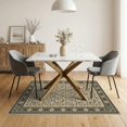 thumbnail image 3 of ODIKA 5'x7' Olive Green Abstract Charcoal Washable Area Rug Geometric Border Design With Modern Artistic Flair for Small Living Room, Bedroom, Easy Care, Non-Shedding, Pet Friendly, 3 of 7