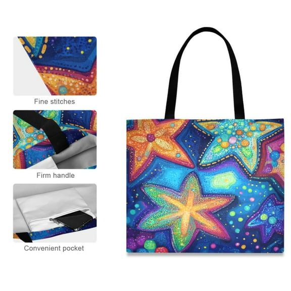 Canvas Tote Bag for Women Girls Design Print Stellar Dots Tote