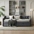 thumbnail image 2 of Newest Twin Size Daybed,Storage Drawers, Grey Velvet Upholstered Sofa Bed, Mid-Century Design, Wood Slat Support, 3-in-1 Use, 2 of 4