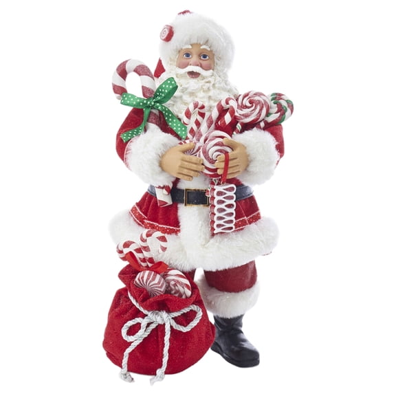 Kurt Adler 10.5-Inch Fabriché™ Santa With Christmas Candy and Bag
