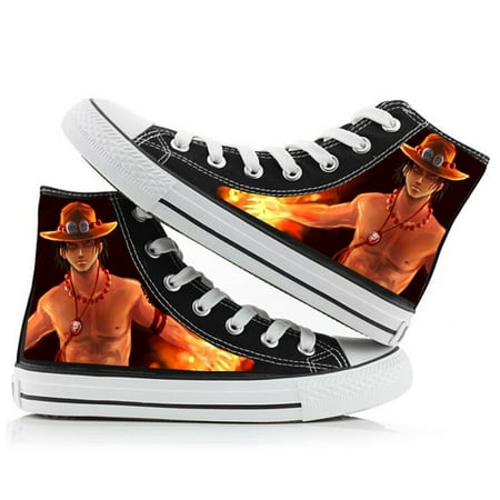 

Anime ONE PIECE High Top Canvas Sneakers Printed Flats Shoes Slip-Ons Lace-up Skateboarding Shoes