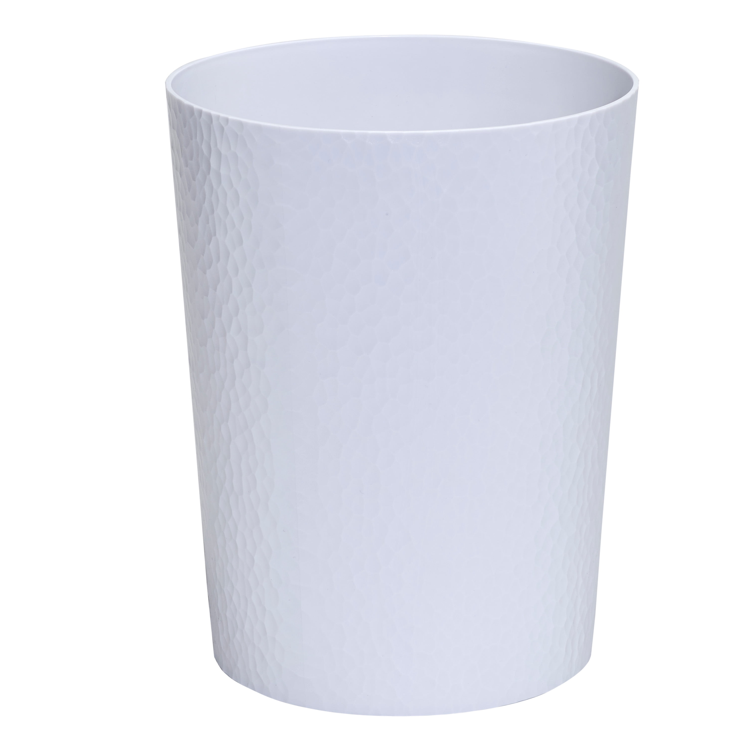 Bath Bliss 2 Pack 10 Liter Plastic Hammered Textured Bathroom Wastebasket in White
