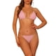 thumbnail image 1 of Conjuntos de bikini de cadena halter INSPIRE CHIC para mujeres, 2 piezas, parte inferior triangular con lazo de encaje, trajes de baño color rosa medio, 1 of 5