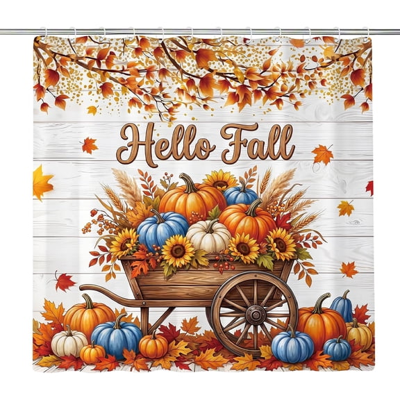 Happy Fall Gnome Swing Pumpkin Sunflower Shower Curtain 71x71 inches