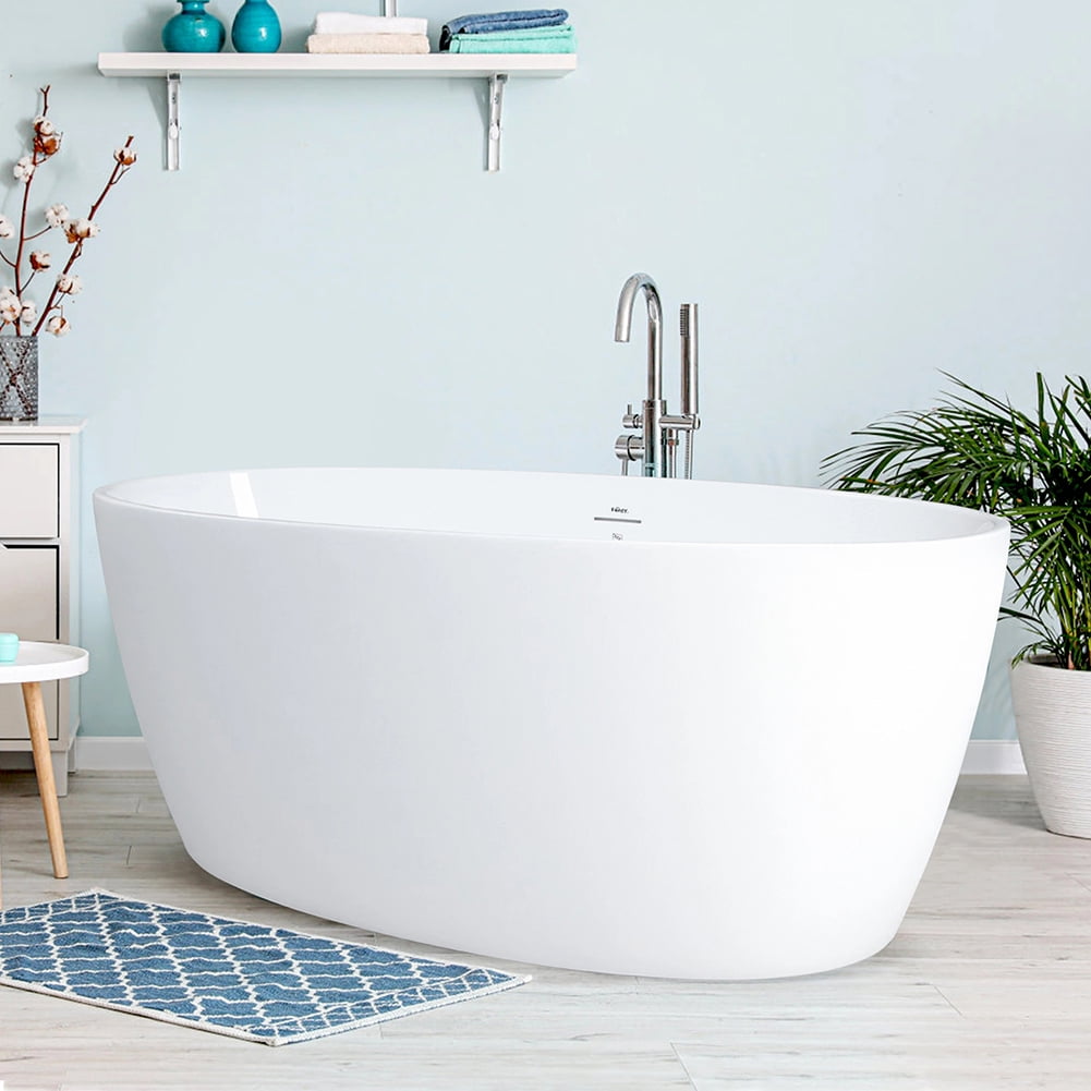 Kepooman 59" Oval Shape Stand Alone Acrylic Soaking SPA Tub, Modern Freestanding Bathtubs Kepooman 59" Oval Shape Stand Alone Acrylic Soaking SPA Tub, Modern Freestanding Bathtubs