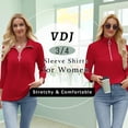 thumbnail image 2 of VDJ Womens Summer T Shirts Fashion Casual 3/4 Sleeve Tunic Half Zip Collar Holiady Loose Red Cute Tops for Laidies Size XL, 2 of 6