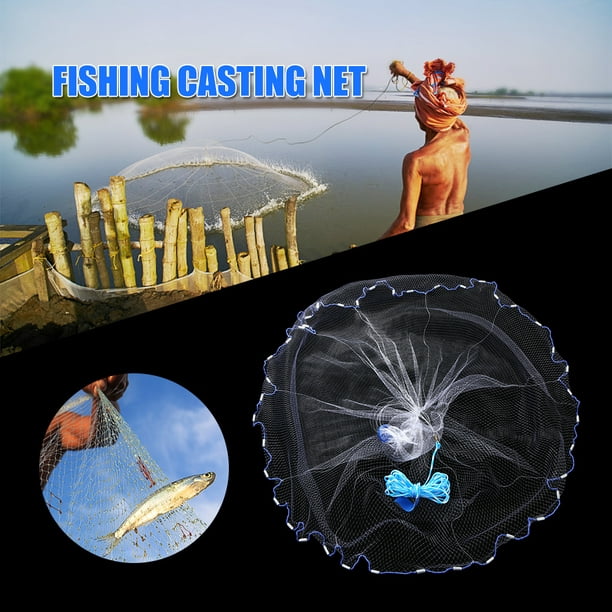 Amdohai Fishing Casting Net 7.8FT Fishing Net Saltwater Freshwater Bait  Fish Net Hand Cast Fishing Net with Weights