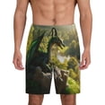 thumbnail image 1 of Balery Deep Forest Stone Green Dragon Pantalones cortos de pijama de punto de algodón para hombre con cinturilla y bolsillos-3X-Large, 1 of 6