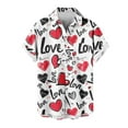 thumbnail image 2 of Valentine's Shirts for Men, Heart Print Short Sleeve Shirt Men Casual Fashion Turndown Collar Valentine's Day Printing Short Sleeved Button Shirt Tops Blouse, 2 of 4