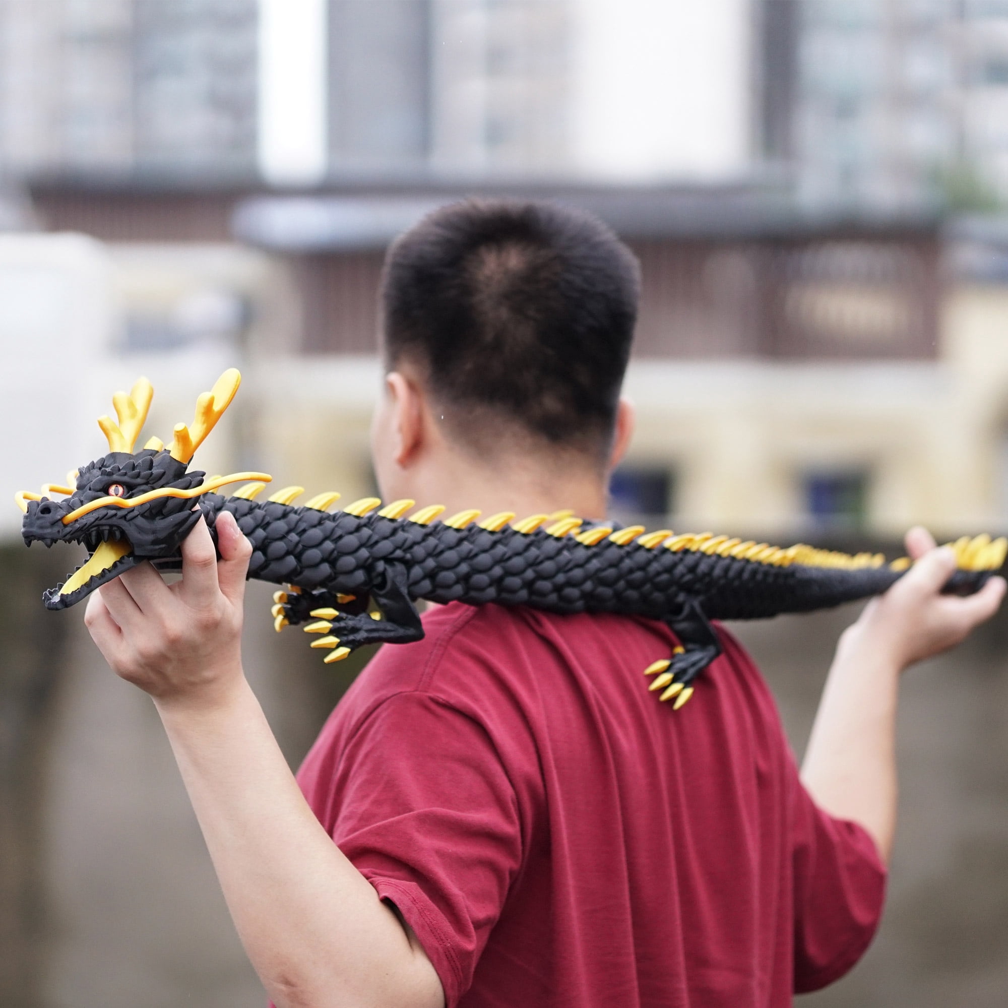 47.5inch 3D Printed dragon,Flexible Joint Animal lacertid Figurines,Realistic Eyes, Home Office Decor,Fidget Toy for Adults Teens Boy Festival Gifts