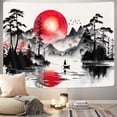 thumbnail image 2 of Japanese Red and Black Forest Tapestry, Anime Mountain Tree Sun Aesthetic Tapestry Wall Hanging for Men, Cool Asian Dark Nature Landscape Tapestries Ink Art Decor for Living Room College Dorm 40X30IN, 2 of 6
