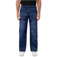 thumbnail image 5 of Miqool Mens Elastic Waist Jeans Washed Straight Leg Denim Pants Loose Fit Casual Trousers with Zipper and Button, 5 of 8