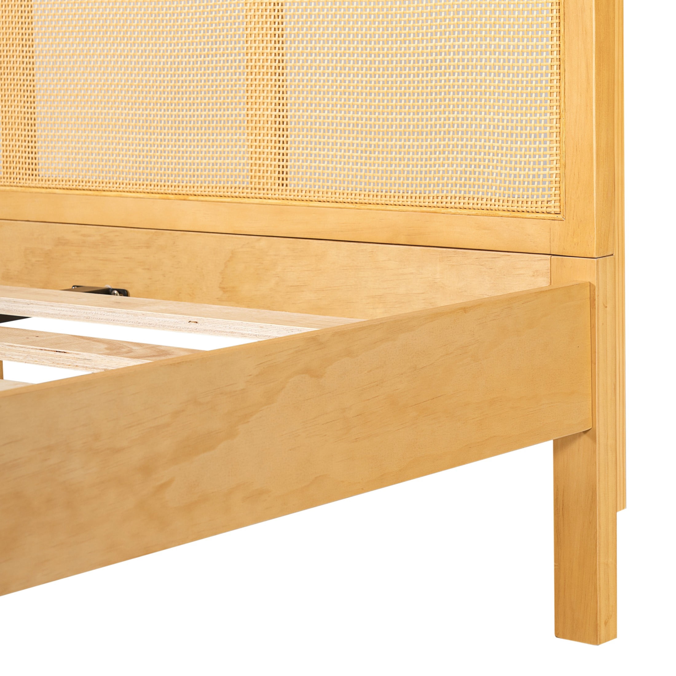 Christopher Knight Home Bohemian King Wood Platform Bed Frame with Rattan Headboard, Natural
