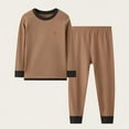 thumbnail image 2 of Riecok Toddler Thermal Underwear Sets Long Sleeve Solid Color Pullover Tops and Long Pants Soft Comfortable Bottom Sets, 2 of 3