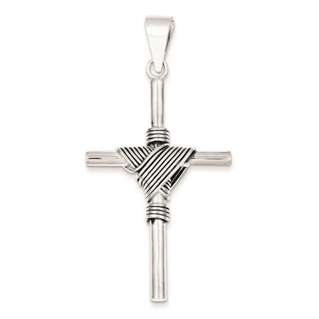 925 Sterling Silver Antiqued Cross Polished Antique Finish 63mm x 32mm Pendant
