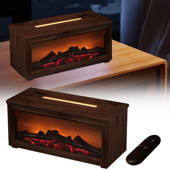 Goowood Fireplace Flame Diffuser Cool Mist Humidifier With Remote And Timer USB Powered Aroma Diffuser With 1pcs 7 Color Lights Ideal Fragrance For Home，280ml Humidifier Home appliances