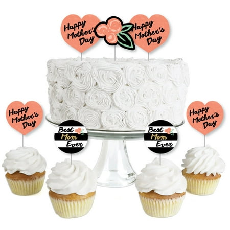 Best Mom Ever - Dessert Cupcake Toppers - Mother's Day Clear Treat Picks - Set of