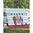 thumbnail image 4 of 4th of July RV Awning Sun Shade Screen 9'X15.3' USA Flag Flip Flops Mesh Sunscreen Blue Stars Wood Grain Welcome Awning Shade Screen with Zipper UV Blocker Completed Kits for RV Motorhome Camper, 4 of 7