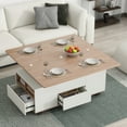thumbnail image 4 of Harper & Bright Designs Lift Top Coffee Table with Storage Drawers Convertible Coffee Table Extendable Top to Dining Table for Living Room, 4 of 15