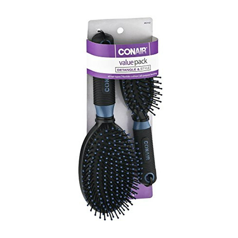 Conair Full and Mid Size Nylon Cushion Brush Set, Colors may vary