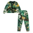 thumbnail image 5 of Yuyamidu Green Mable Print Winter Pajama Set for Women Soft Clothing Pajama Set of 2 Personalized Relaxed Home Wear Size XL Flower Sleepwear with Pockets, 5 of 7