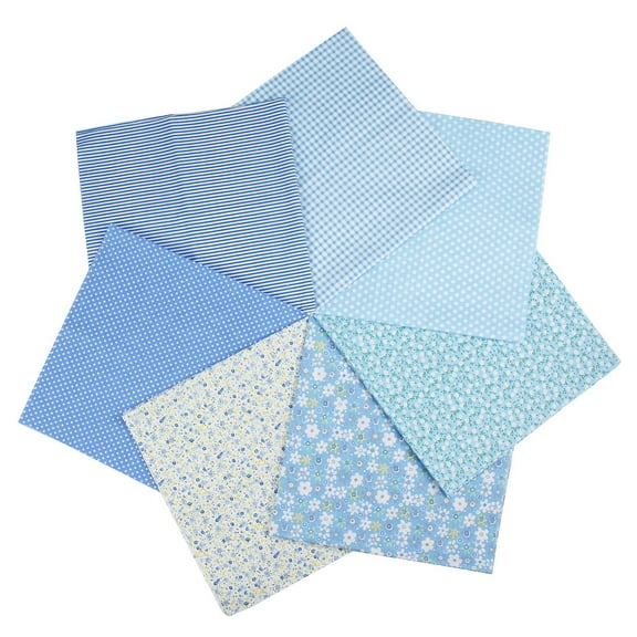 Printed Cotton Fabric for Patchwork Sewing Tissue to Patchwork Quilting Square Light Blue 25x25cm 7pcs/set