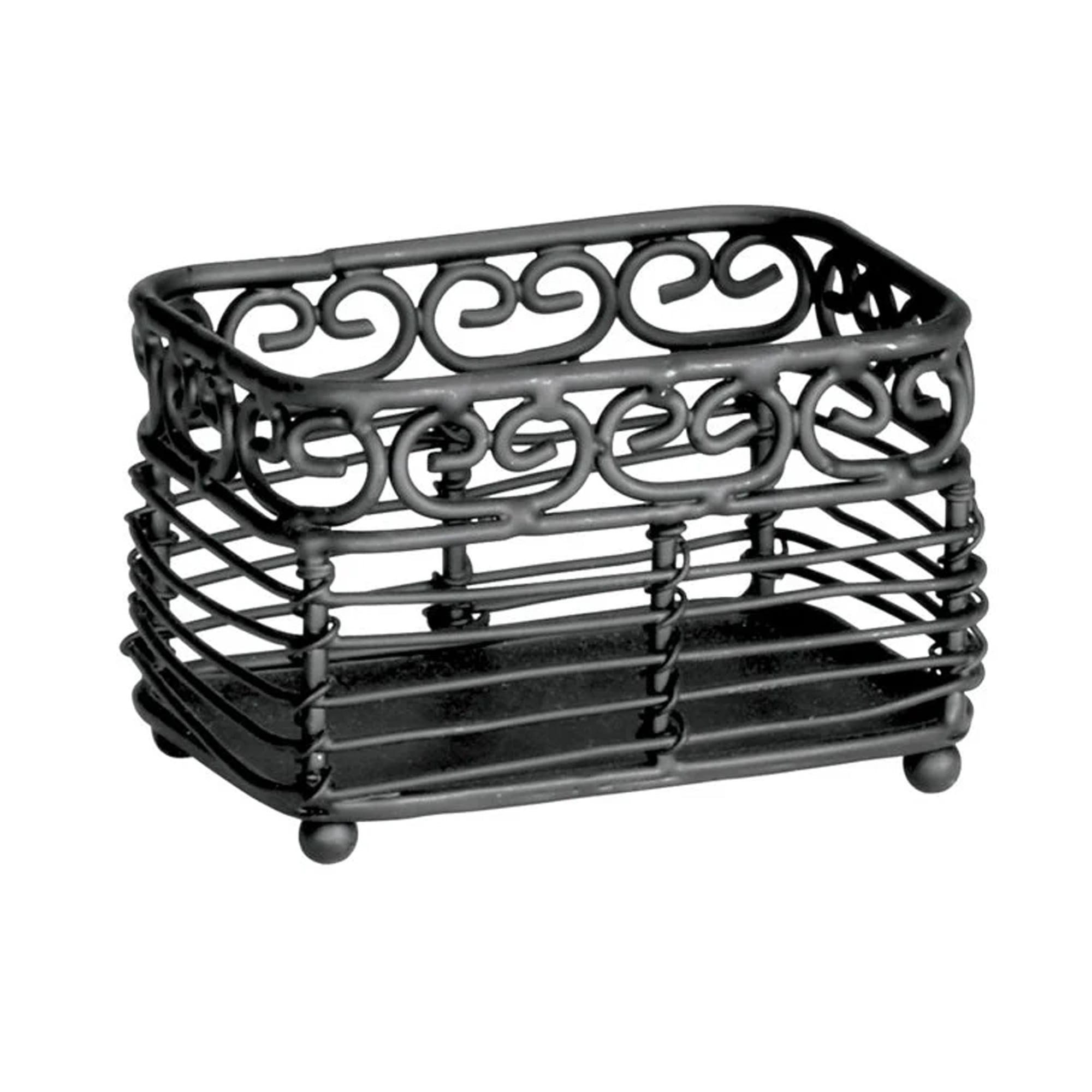 Mediterranean Rectangular Sugar Packet Holder,Black,3 x 2.5 x 2