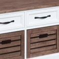 thumbnail image 3 of 39 Inch Modern Storage Bench, 3 Drawers, Bar Handles, Wood, White, Brown, 3 of 5