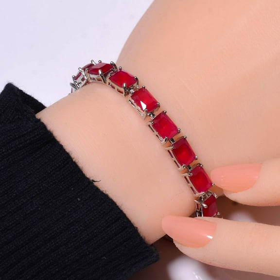 Ruby - 925 Sterling Silver Tennis Bracelet 7.99" B_9734_685_33, New Year Sale, Valentin's Day Gift
