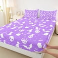 thumbnail image 4 of Feelyou Cartoon Witch Hat King Sheets, Kawaii Gothic Skull Bedding, Lavender, 4-Piece, 1 Flat Sheet, 1 Fitted Sheet and 2 Pillowcases, 4 of 5