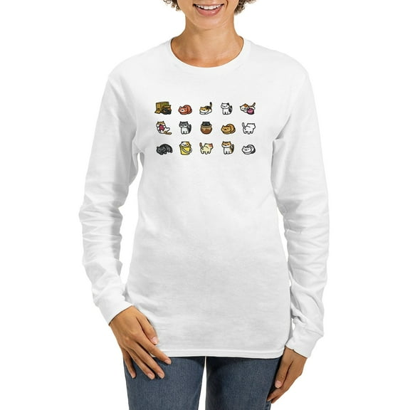 CafePress - Neko Atsume Long Sleeve T Shirt - Women's Long Sleeve Graphic Casual T-Shirt