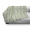 thumbnail image 3 of Moroccan Soft Flannel Fleece Throw Blanket, Symmetrical Pattern with Folkloric Art Motifs Fresh Colors Retro, Cozy Plush for Indoor and Outdoor Use, 60" x 80", Pale Blue Yellow, by Ambesonne, 3 of 6