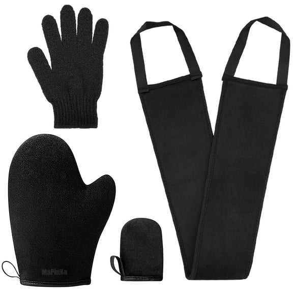MaPinKa 4-in-1 Self Tanning Mitt Set-No-Mess, Streak-Free Application with Double-Sided Self Tanner Mitt Applicator, Finger Mitts, Back Applicator & Exfoliate Mitt - Washable Self Tanner Kit & Glove