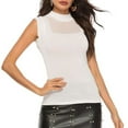 thumbnail image 2 of Blusa de punto blanca elegante sin mangas con paneles transparentes, perfecta para salir por la noche, 2 of 8