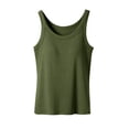 thumbnail image 4 of Miluxas Womens Scoop Neck Sleeveless Built-in Bra Slim Fitted Basic Tank Top Shirt Army Green XXXL(XXXL), 4 of 9