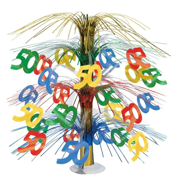 6 Pack Beistle 50th Birthday Party Cascade Centerpiece - multi-color