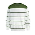 thumbnail image 2 of Xcmzpl Striped Sweaters for Men Color Block Knit Pullover Crew Neck Long Sleeve Fall Sweater Tops Lightweight Slim Fit Sweaters, 2 of 4