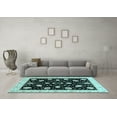 thumbnail image 3 of Ahgly Company Indoor Square Oriental Light Blue Traditional Area Rugs, 7' Square, 3 of 4