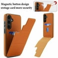 thumbnail image 2 of Back Case for Samsung Galaxy S25, Card Slots Kickstand PU Leather Magnetic Button Shockproof Protective Stylish Ultra Slim Phone Case Cover Compatible with Samsung Galaxy S25, Brown, 2 of 7