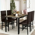thumbnail image 5 of Mieres 5 Pieces Faux Marble Dining Table Set with 4 Upholstered PU Leather Chairs Brown Marble, 5 of 5