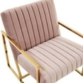 thumbnail image 4 of LeisureMod Montgomery Modern Velvet Pinstripe Design Accent Armchair With Gold Frame in Pink, 4 of 7