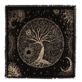 thumbnail image 2 of THE ART BOX Altar Cloth Tarot Cards Table Napkins Witchcraft Supplies Black Gold Tablecloth Square Alter Pagan Spiritual Celestial Deck Cloth With Fringes , Tree of Life , 36x36 Inches, 2 of 4