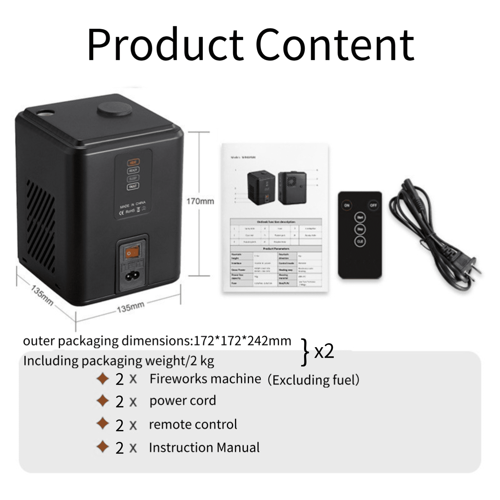 2 PCS Mini Cold Sparrrk Machine, Portable Effects Device w/Auto Safety Cutoff - for Stage Wedding Party Events (Black, Only Machine, Consumables Excluded)