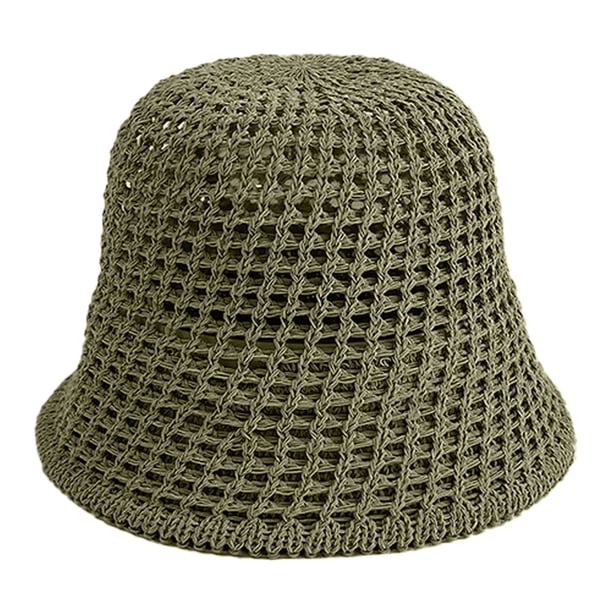 Sombrero de paja hueco con circunferencia de la cabeza de 56-58 cm, sombrero de verano para mujer, sombrero para el sol, sombrero de pescador anti-ultravioleta