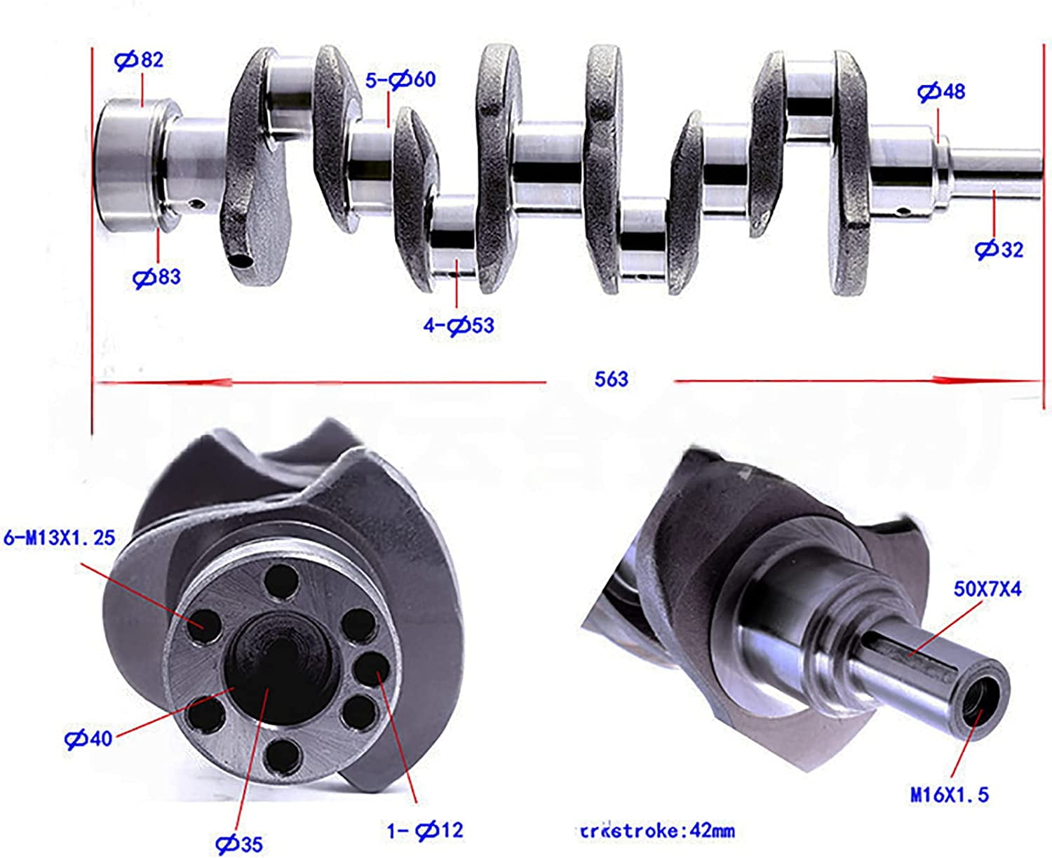 Seapple CRANKSHAFT 5-12310-188-0 5123101880 Stroke Compatible with Isuzu  C190 Engine